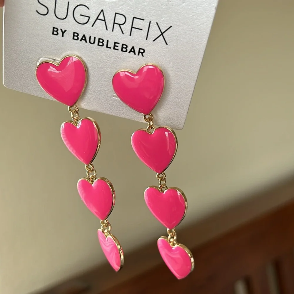 Sugar fix by Baublebar hot pink heart dangle drop earrings